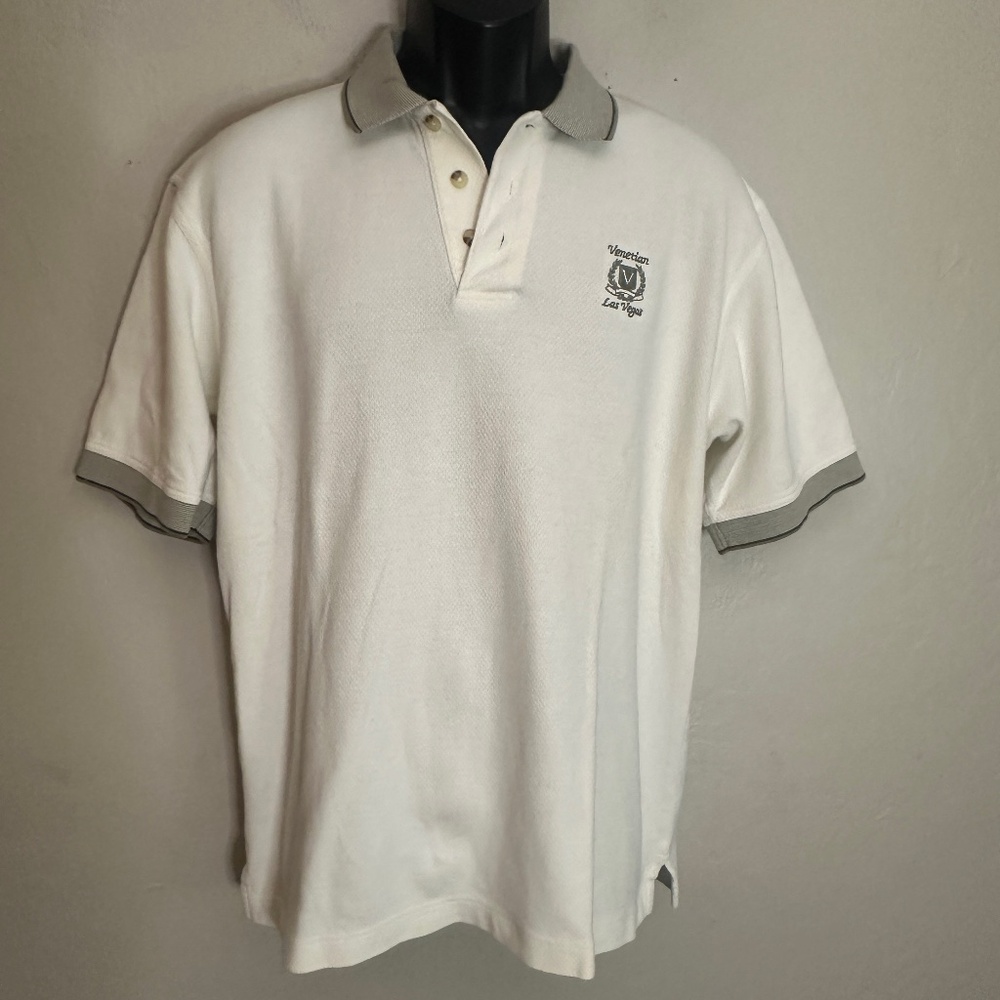 Venetian Las Vegas Embroidered Polo Medium Gently worn 100% cotton 22.5" armpits